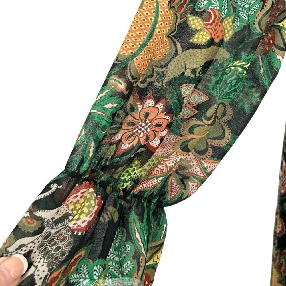 Scotch & Soda Maison Scott Forest Green Jungle Ruffle Size Large - Picture 16 of 16